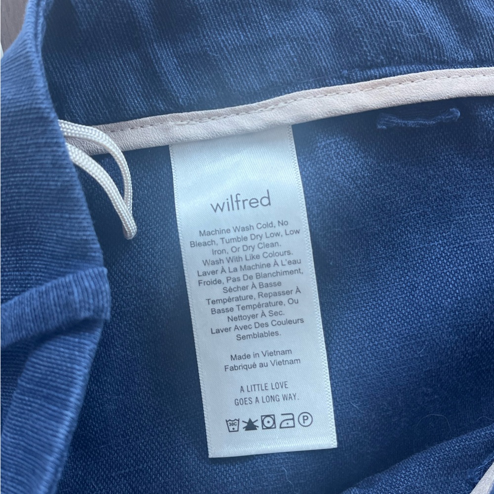 Aritzia Wilfred Linen Navy Blue Casual Garment Preppy Neutral Pants Sz 2 - Picture 13 of 14
